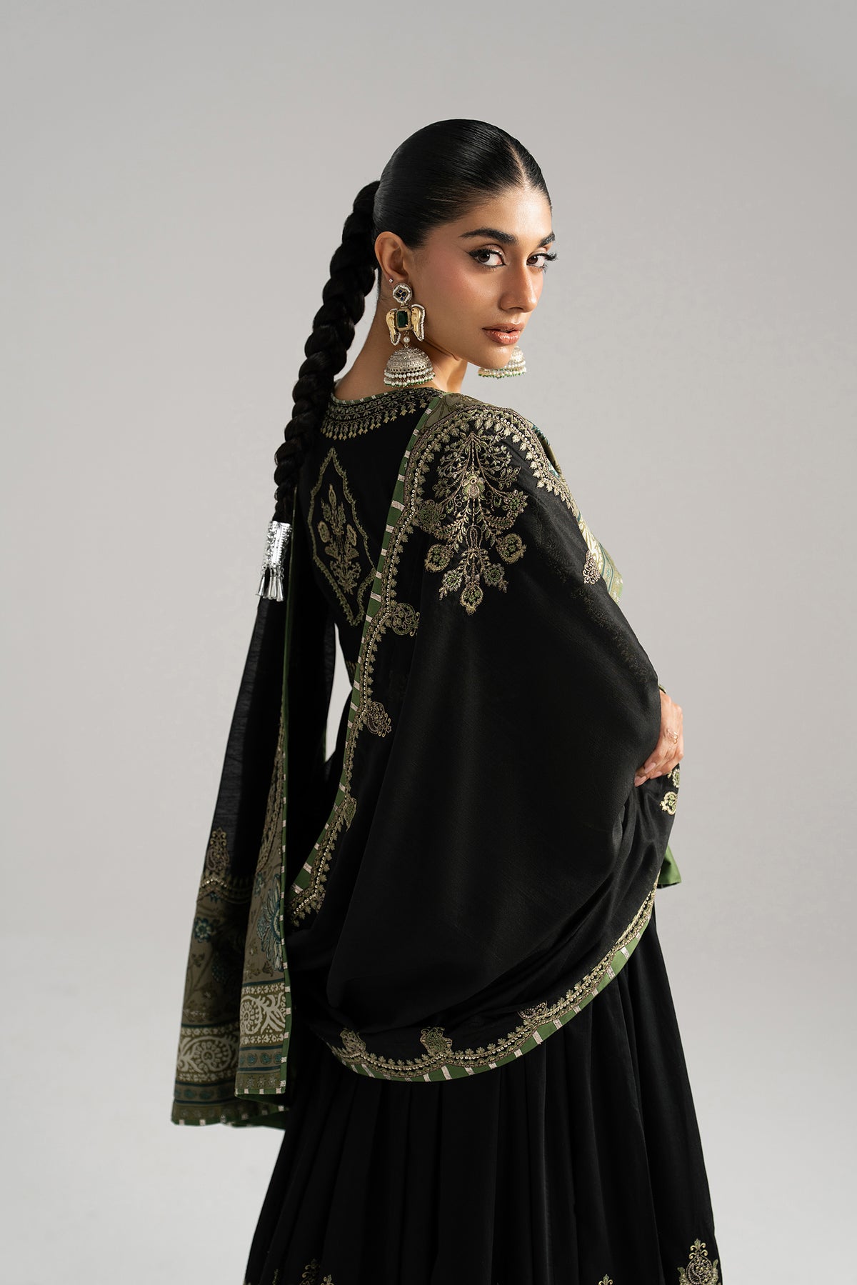 Pakistani cotton anarkali Eid suit — Sunstone warm tones with tilla embroidery