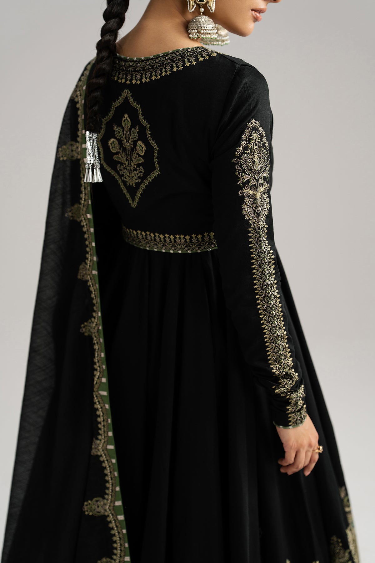 Sunstone Set styled — flared anarkali silhouette with koti jacket | Mannam Pakistani cotton pret