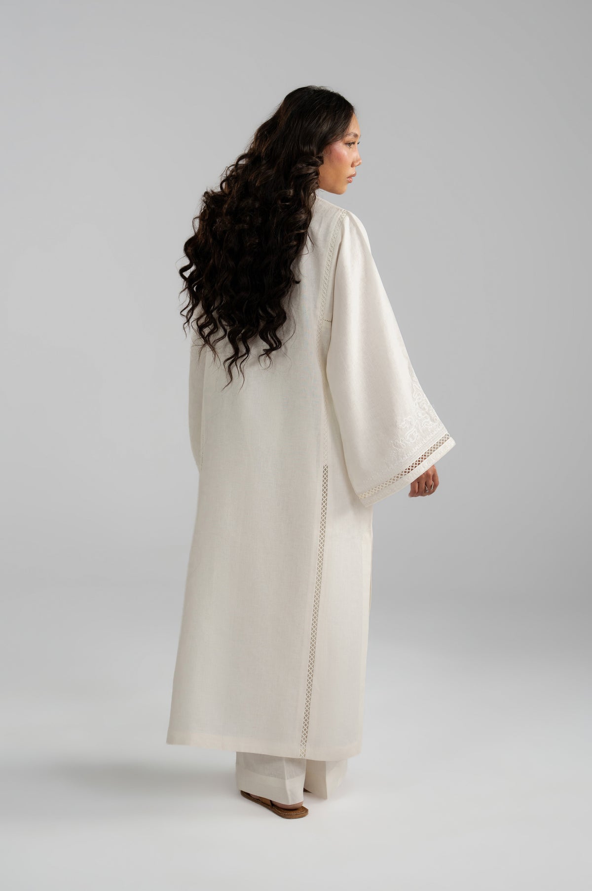 Back view of Noor Set showing embroidered cuff sleeve